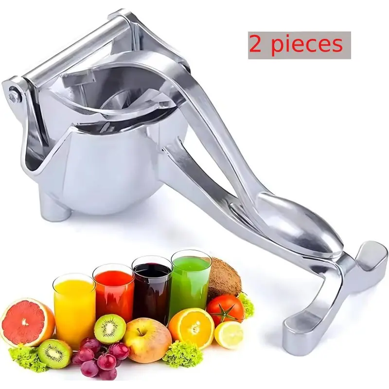 (2 pieces) Large Manual Lemon Juicer, Aluminum Hand Press Citrus Juicer for Lemon, Lime & Pomegranate, Easy Squeeze Lever Juice Extractor with Removable Crusher, Kitchen Juicer Tool for Fresh Juice, 2 Filter Versions