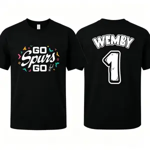 Victor Wembanyama #   1 T-shirt - Retro logo T-shirt Suitable For Game Day Street Wear Victory T-shirt For Men For Women Cotton Graphic Tees Summer Cotton Top Playoff Fan Tee