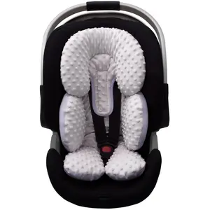 Infant Car Seat Head Neck Body Support, Ultra-Soft and Microfiber Newborn Car Seat Insert, Perfect for Car Seat, Stroller, 2-in-1 Reversible, for Boys and Girls, Gray