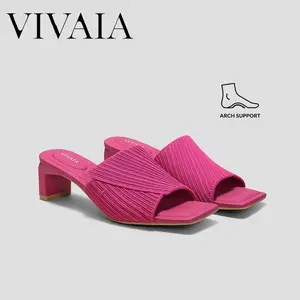 VIVAIA Arch Support Square-Toe Block Heel Sandals, Comfortable Heels, Summer Sandals, Suitable for Evening, Vacations, Shopping, Commute (Jade Pro)