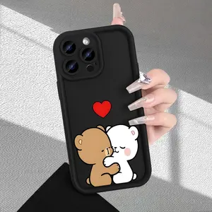 Cute Couple Bear Pattern Phone Case with an Eye-Catching Stepped Texture, Featuring a Premium Finish. This Trendy And Popular Phone Case Suitable Suitable for a variety of iPhone models, from Iphone 17 series to Iphone 11 series, and Iphone x series