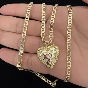 Heart Necklace 14k Gold Plated Women Heart Gold Plated Necklace No Fade