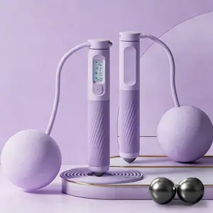 3-in-1 Weighted Jump Rope Set with LCD Counter - Pro Cordless Skipping Rope Kit Includes Heavy Ball for HIIT, 3M Long Rope & Massage Beads, Adjustable for Calorie Burn, Cardio, Strength, Recovery Home Workout for Adults Men Women