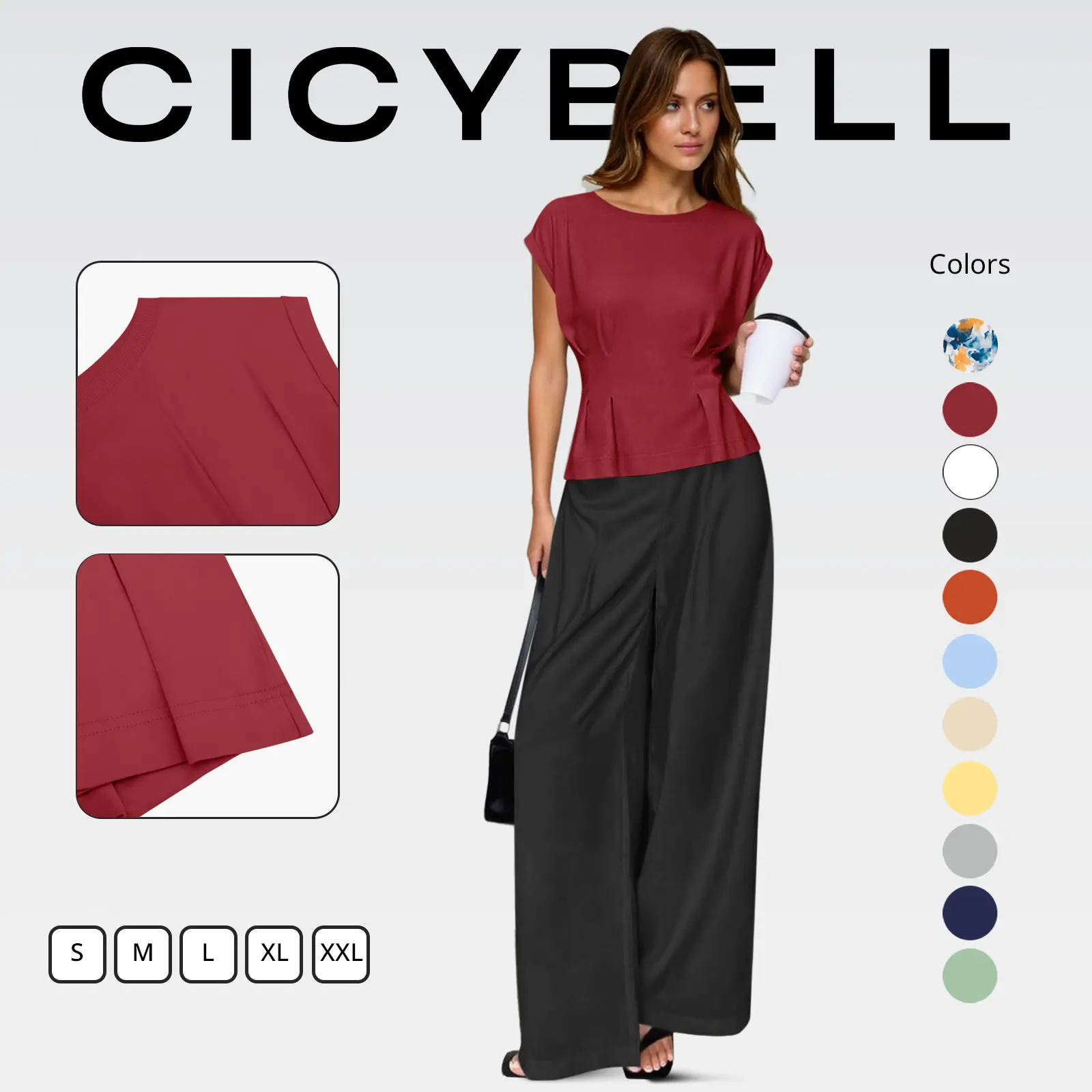 Cicy Bell Womens Peplum Tops Summer Babydoll Cap Sleeve T-Shirts Dressy Casual Crew Neck Pleated Blouses Cicy Bell Womens Peplum Tops Summer Babydoll Cap Sleeve T-Shirts Dressy Casual Crew Neck Pleated Blouses