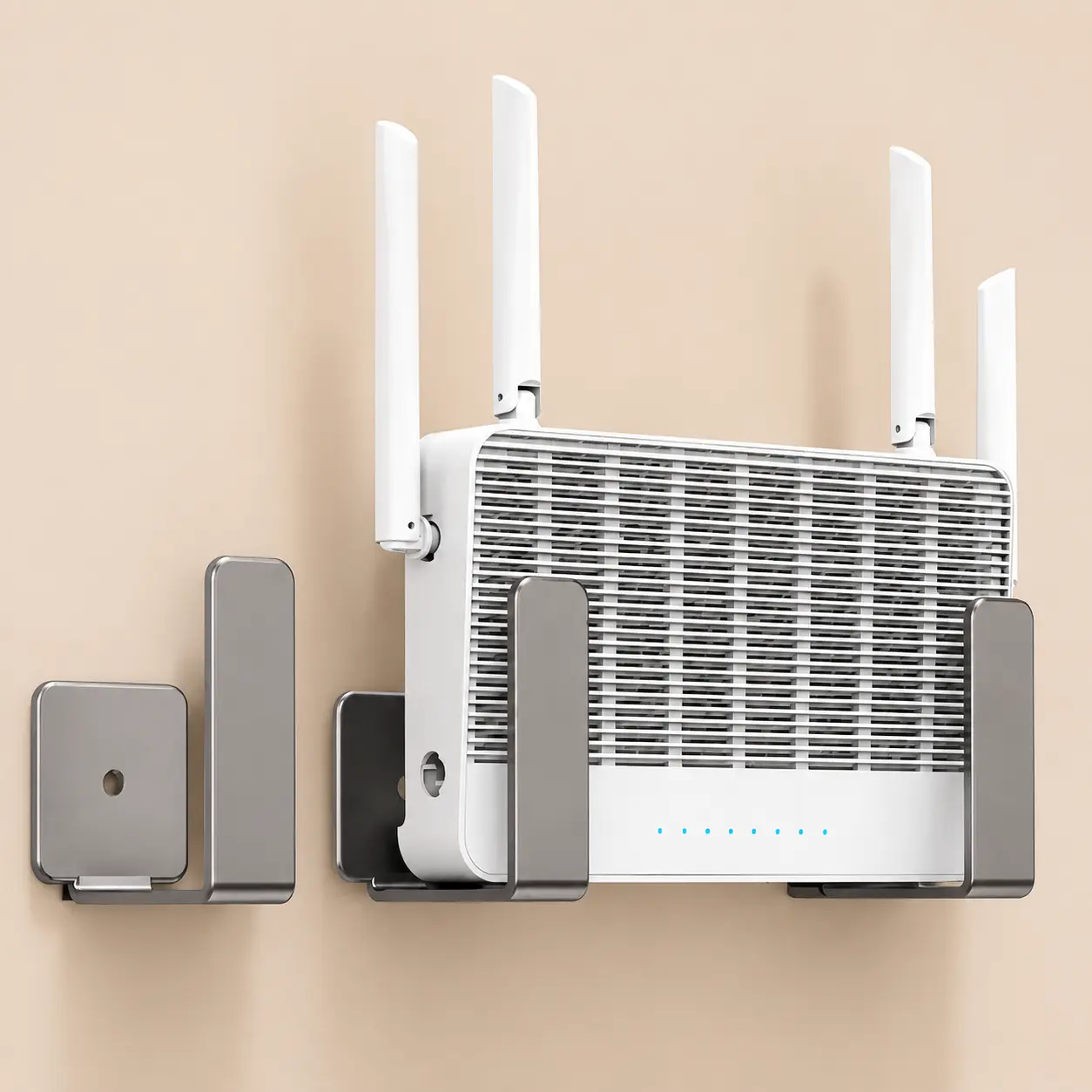 Wall Mounted Router Shelf, No Drill Floating WiFi Router Holder, Space Saving Wall Organizer for Modem, Cable Box, Bedroom, Living Room & Office