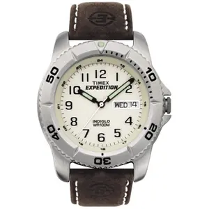 Men s Timex Expedition Watch with Leather Strap - Silver/Brown Men s Timex Expedition Watch with Leather Strap - Silver/Brown