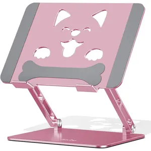 Laptop Stand For Desk-Adjustable, Foldable, Portable,   Notebook Riser with  Puppy Cooling Vent, Desk  for 10"-17.3" Devices , , , , , Rose