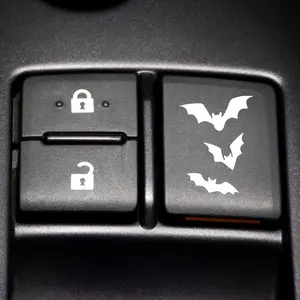 Witch & Black Cat Car Button Stickers - For Blank Buttons, Vinyl Decals. With Crystal Decor, Cute Feminine Car Accessories, Spooky Style, Waterproof & Easy to Apply, Vehicle