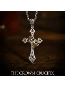 Stainless Steel Crown Cross Necklace for Men and Women Faith Prayer Accessories Gift