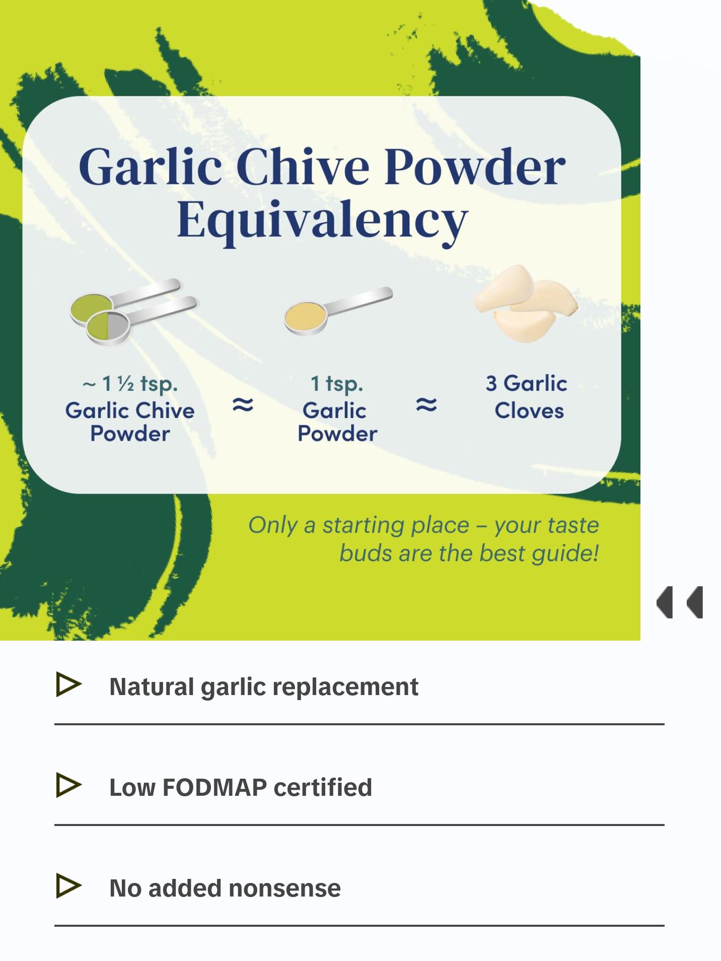 Gourmend Foods Garlic Chive Powder – Low FODMAP, Filler Free, Gluten Free, 100% Natural, No Corn Starch, Maltodextrin, "Flavors" or Other Fillers