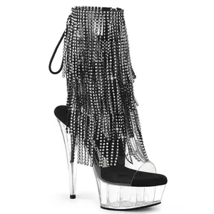 6 Inch Heel DELIGHT-1017RSF Clear Black High Heels Footwear