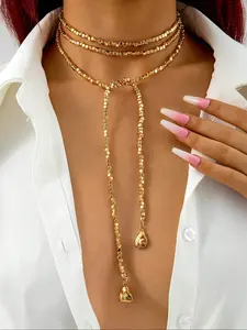 Women's Hip Hop Style Faux Pearl Beaded Chain Fashion Necklace, Perfect for Daily & Special Occasions, Ideal Jewelry Gift for Her