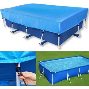 14x7 Rectangle Pool Cover Draw Strings 177 x 87 in Rectangular Frame Swimming 14 Foot Pool Cover for 178x86 Above Ground Pools Durable PE -Resistant Winter Cover