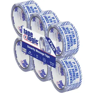 212 MAIN High Strength Adhesive Tape with High Strength Glue, T902ST026PK 2 in. x 110 yds Print Message Security Seal Tape with "If Seal Has Been" Text, Blue & White - Pack of 6