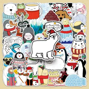 Cartoon Penguin Pattern Sticker, 50pcs/set Cute Cartoon Animal Decorative Sticker, DIY Decals for Water Bottle, Laptop, Phone Case, Scrapbooking