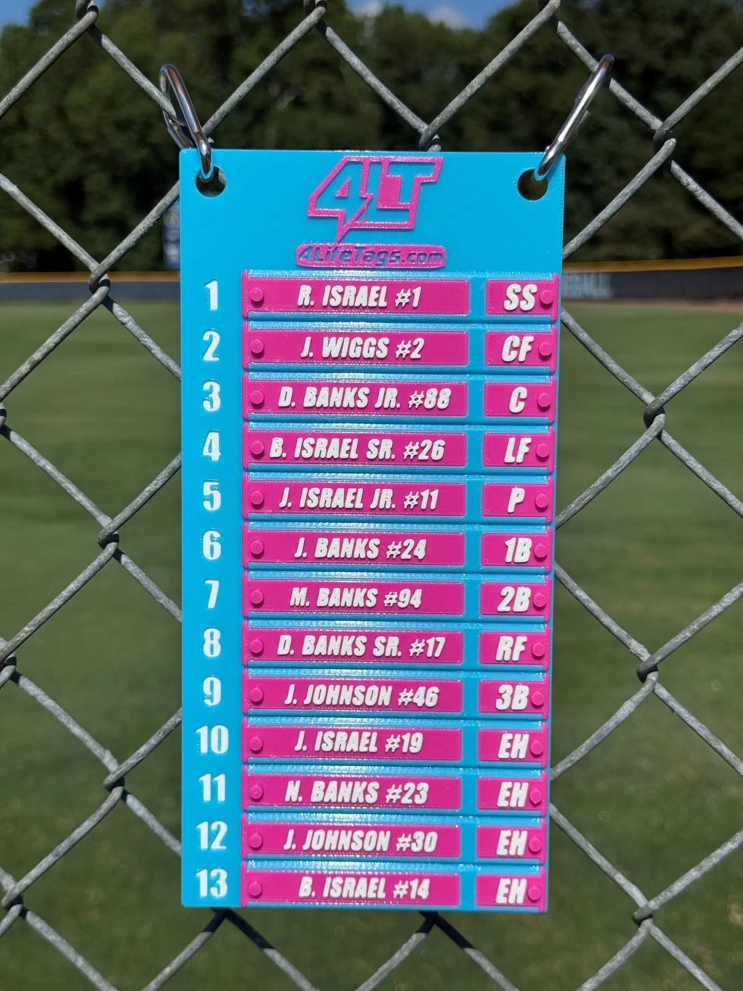 Custom Baseball & Softball Lineup Board with Sliding Tabs – Personalized Coaches' Dugout Organizer, Functional