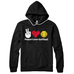 Softball Gifts for Girls Teenager Pitcher Sports Peace Love Pullover Hoodie