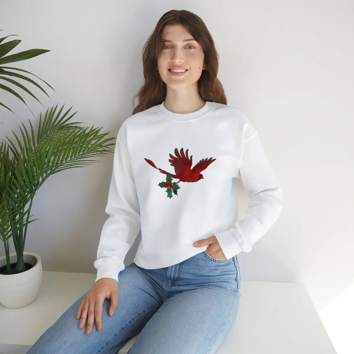 Winter Cardinal Sweatshirt, Bird Christmas shirt, Holiday sweater, Christmas sweater, Bird lover sweatshirt, Unisex Crewneck Sweatshirt
