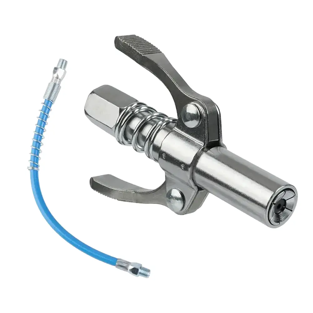 Grease Gun Coupler & Grease Gun Tips, Double Handles Quick Lock Release High Pressure 10,000 PSI 6 Thickened Jaws Grease Fittings Compatible with All 1/8" NPT Grease Guns equipment fill