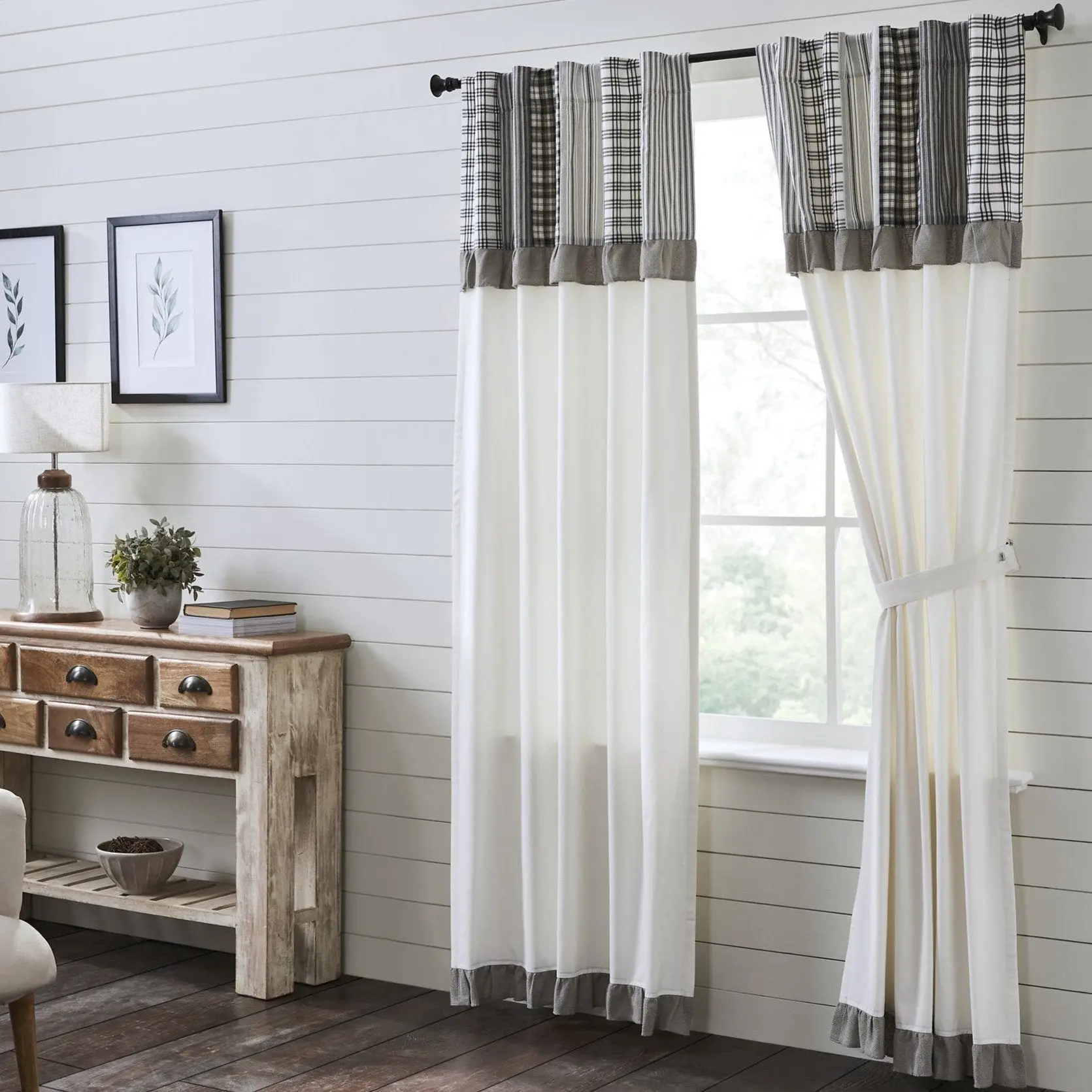 Farmstead Black Patchwork Panel Curtains