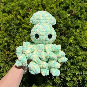 Hand-crocheted yellow/green jumbo squid