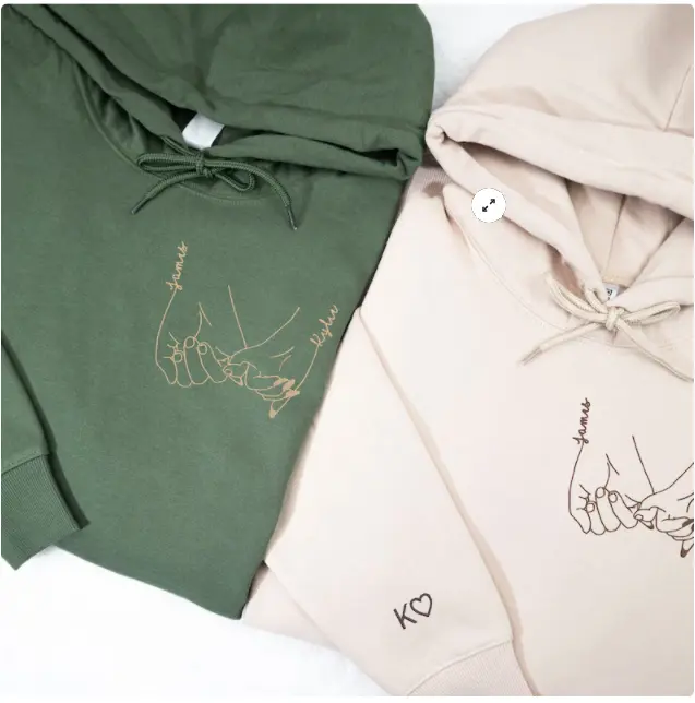 Matching Embroidered Hoodie, Matching Sweater for Couple Valentine Gift, Custom Embroidered Hoodie for BF, Matching Hoodie BF And GF, Custom Date and Name Hoodie, Valentine's Day Gifts for Couple