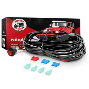Nilight 16AWG Wire Harness 10FT PVC Kit 2 Leads W/ 12V 3Pin Switch | 3 Fuses | 4 Spade Connectors