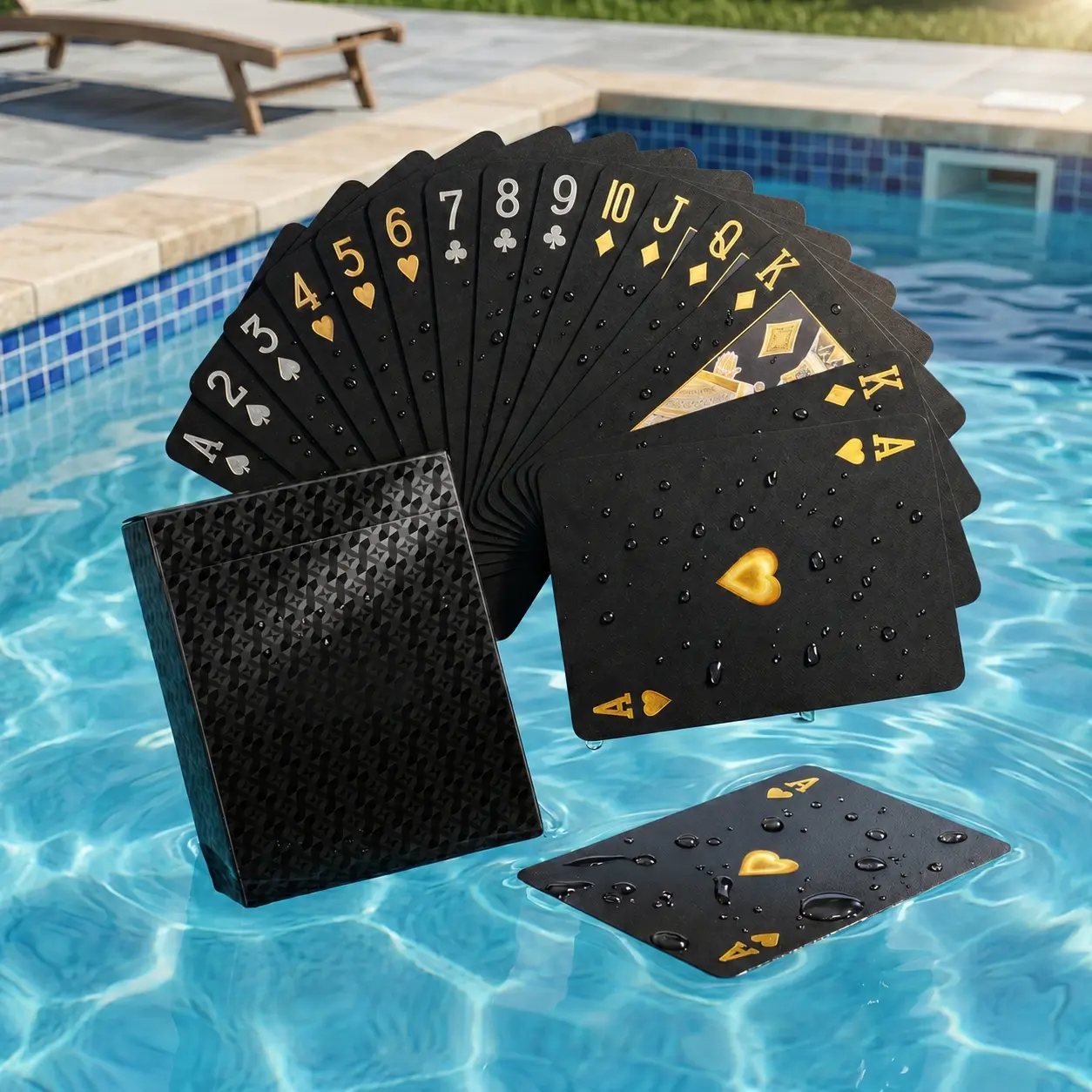 Waterproof Diamond Textured Foil PET Deck of Cards - Game Party Card Games Accessory - for Swimming Pool, Beach Club - Premium Sleek Gift for Men