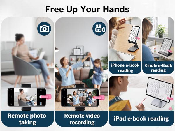 DATAFY Page Turner Ring for Kindle, Hands-Free Remote Control with Storage Bag, Camera Shutter & Video Recording, eReaders Clicker for Kindle iPad iPhone Tablets