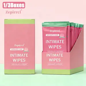1/3Boxes, Disposable Intimate Wet Wipes for Women, pH Balanced Sensitive Skin Friendly, Individually Wrapped for Daily, Period, Travel, Fitness and Postpartum. 60sheets/box
