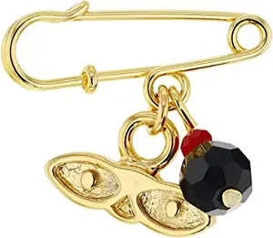 14kt Gold Plated Eyes Saint Lucy Lucky Charm Evil Eye Azabache Protection Baby Pin Brooch - Ojitos De Santa Lucia Azabache Para Proteccion