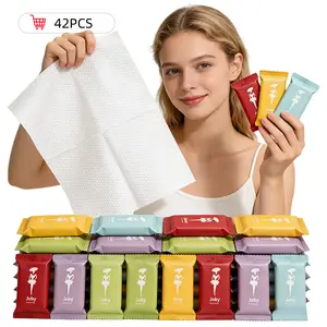 42 Packs Extra Thick&Large Compressed Towel Tablets – Portable,Individually Wrapped Single Use Towelette Disposable Face Towels, Quickly Expand with Water, Soft & Lint-Free,  for Travel, Camping, Hiking, Backpacking