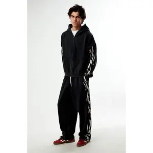 Pacsun Men's Black Flame Star Fleece Baggy Sweatpants