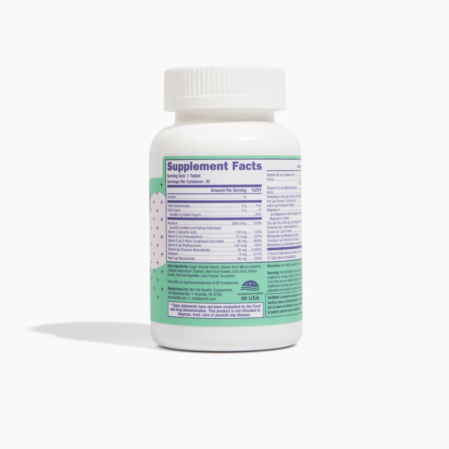 Bari Life Just One Chewable, Once Daily Bariatric Multivitamin and Iron