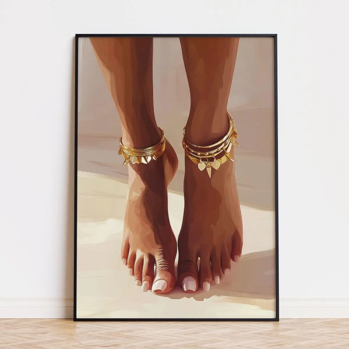Black Girl Poster Pedicure Wall Art Beauty Salon Decor Printable Feet Jewelry Art Black Melanin Art, Black Woman Feet Print, Room Decor, Unframed