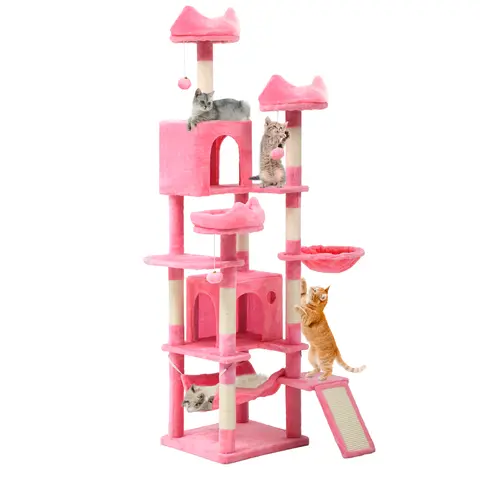 Yitahome Tall Cat Tree for Indoor Cats, 75 inch Multi-Level Cat Tower with Cat Condos, Top Perches, Sisal Ramp Scratching Posts, Cozy Basket,Hammocks, Large Cat Pet Activity Structure