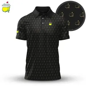 Classic Black Masters Style Golf Polo Shirt for Men | Premium Printed Golf Polo