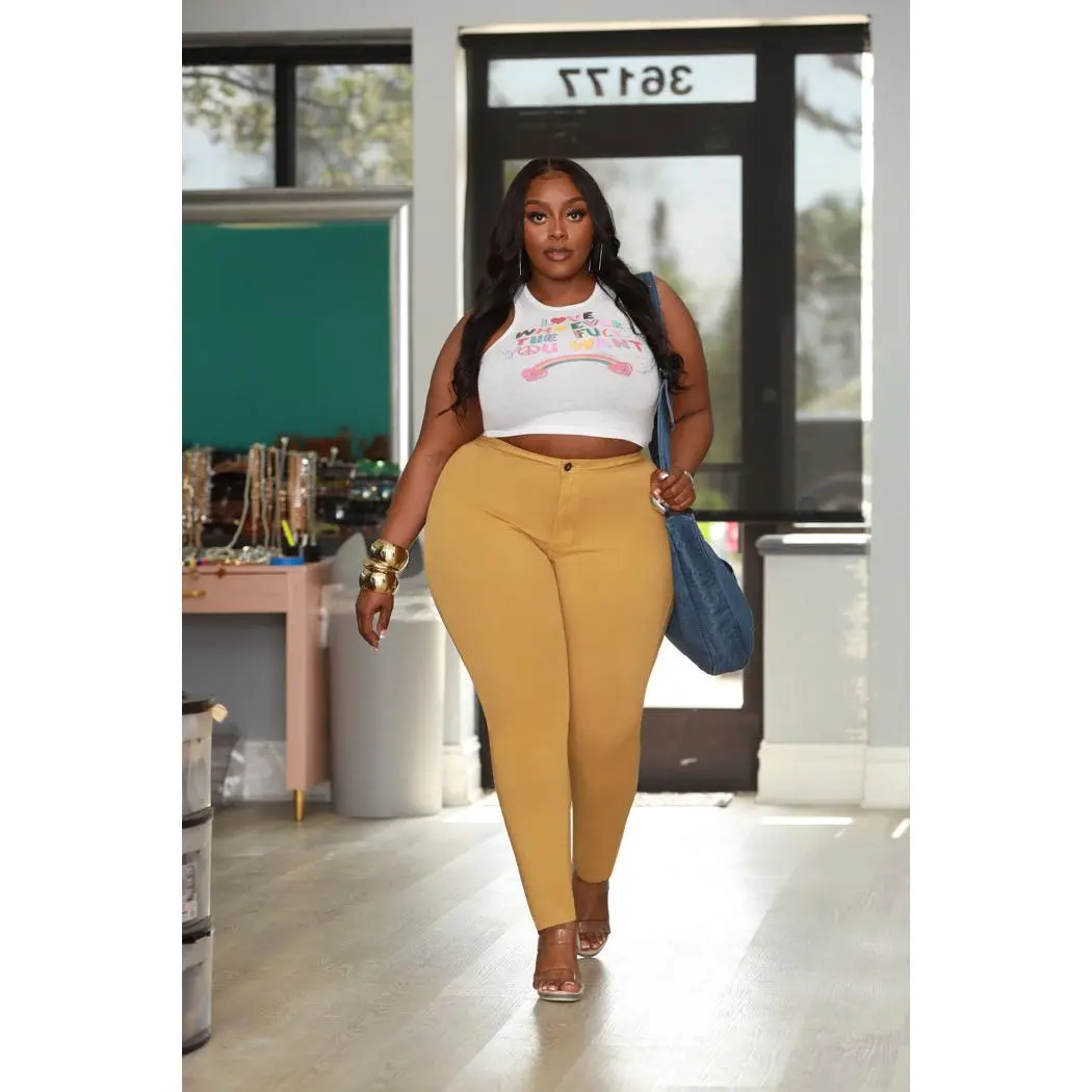 Super Swank High Waist Stretchy Jeans - Mustard