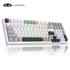MageGee Light 100 Hot-swappable Switch Base 99-Key Tri-mode Mechanical Keyboard 2.4G Bluetooth Wired PBT Double-shot Injection Molding Side-engraved Keycaps RGB Lighting Multiple Modes Gasket Construction