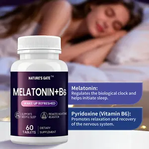 Nature's Gate Melatonin + Vitamin B6 Sleep Supplement, 60 Tablets, Supports Restful Sleep & Nighttime Relaxation, Wake Up Refreshed