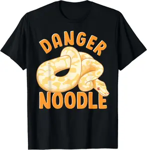 Funny Danger Noodle Snake Boys Snakes Meme Snek Ball Python T-Shirt Pure Cotton Graphic Tees Menswear Top: Gifts for Men & Women
