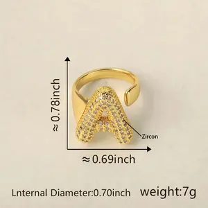 Women's Elegant Rhinestone Initial Letter Ring - 26 English Letter Artificial Gem Adjustable Open Stackable Chubby Balloon Ring, Trendy Holiday Gift Jewelry Accessory, Adjustable Rings, Open Adjustable Rings vintage cross pendant  black friday mom low d