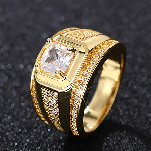 Hot Fashion Rhinestone Decorated Ring, Elegant Wedding Engagement Party Accessories for Men, Trendy All-match & Exquisite Jewelry, Jewelry Rings