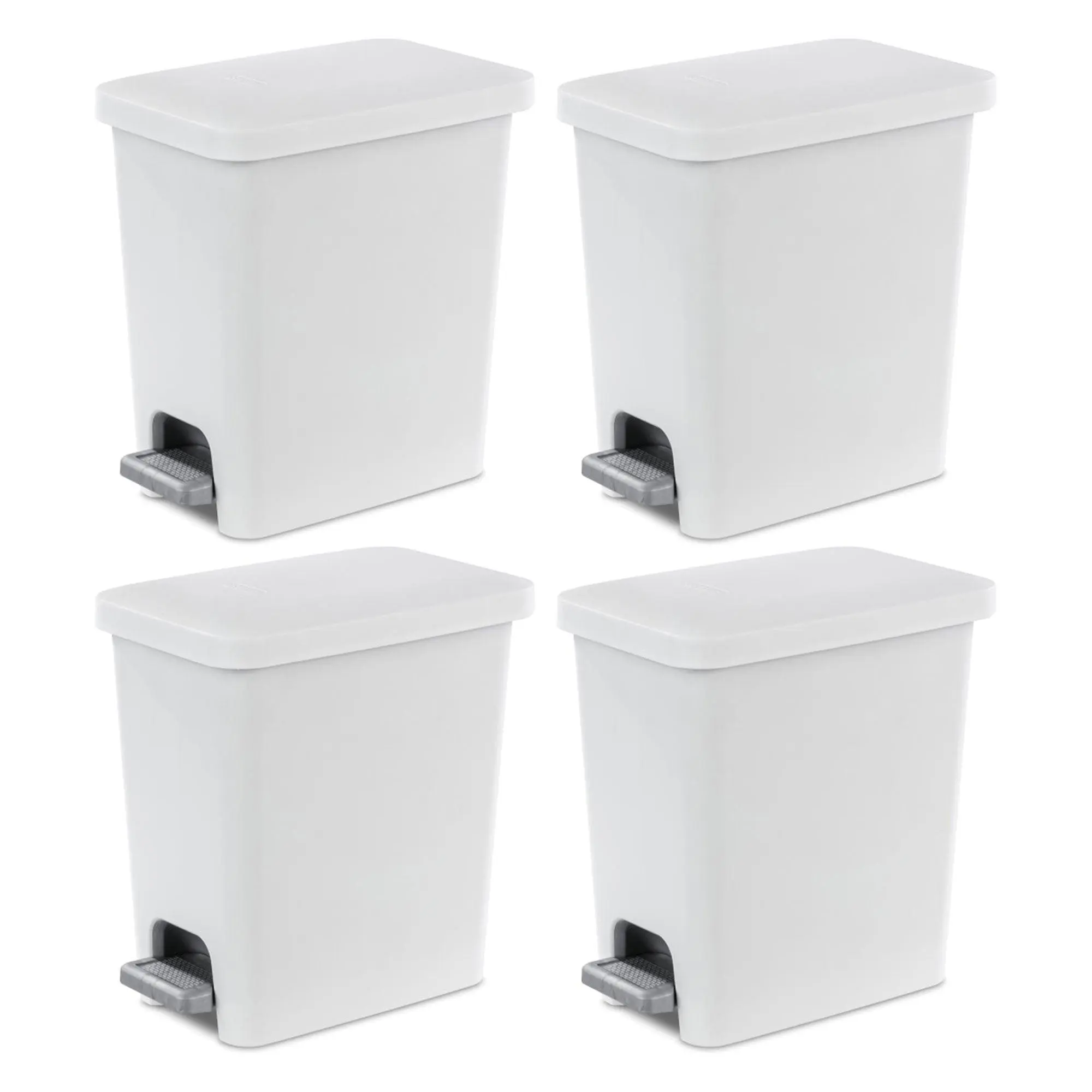 Sterilite 2.7 Gallon Rectangular Step On Trash Bin Wastebasket, White (4 Pack) Sterilite 2.7 Gallon Rectangular Step On Trash Bin Wastebasket, White (4 Pack)