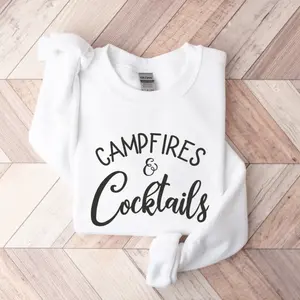 Campfires and Cocktails Sweatshirt, Glamping Sweatshirt, Women's Camping Sweatshirt, Lake Bachelorette Camp Sweatshirt, Cozy Fall Sweatshirt, Cool Sweatshirt, Fall Sweatshirt vintage  sweatshirts