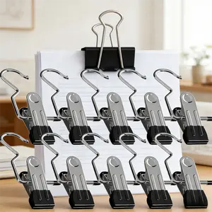 10PC Silver Stainless Steel Clothespin Hangers Space-Saving Design with Hook Durable Rustproof Organiser Hanging hat organizer blade stand