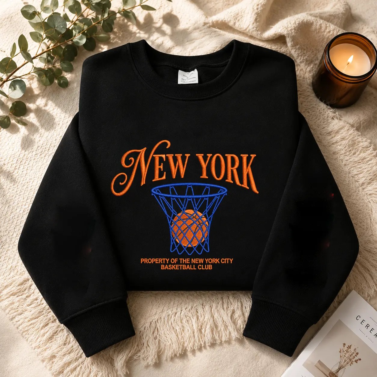 Embroidered New York Basketball SweatShirt, Retro NY BBall Streetwear, NYC Sport shirt