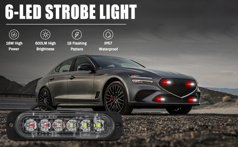 DIBMS LED Signal Strobe Lights - Red and White Flashing Signal Light for Construction and Hazard, Dual Color LED Stroboscopic indicator Lights