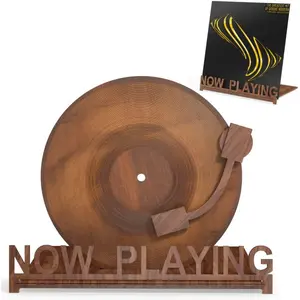 Now Playing Vinyl Record Holder | Now Playing Vinyl Record Stand Display | Wood Vinyl Record Storage Stands for Albums | Now Spinning Vinyl Accessories Rack