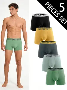 5-Pack Men's Underwear, Quick-Dry Breathable Athletic Sports Boxers, Casual Fitted Trunks for Daily Training, All-Season Wear